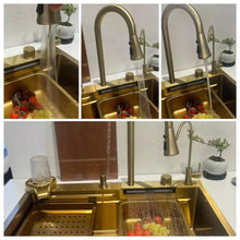 Load image into Gallery viewer, Stainless Steel Sink Gold Waterfall Faucet Single Bowl Kitchen Sinks Basin
