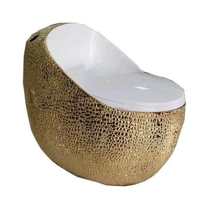 Luxury Style Gold Black Color One Pieces Toilet Ceramic Golden Embossed Commode Modern Bathroom Egg Shaped Toilet