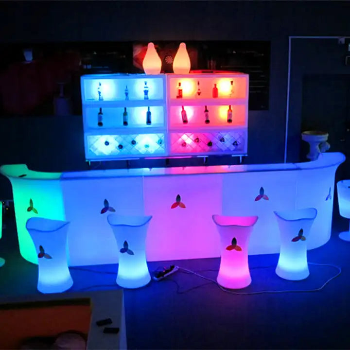 Luxury Illuminated Night Club Counter Table Outdoor Bar Table