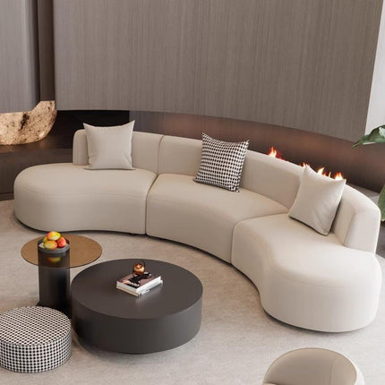 Modern Arc White Hotel Lobby Sofa Set with Fabric and Wood Frame for Commercial Reception and Office Use