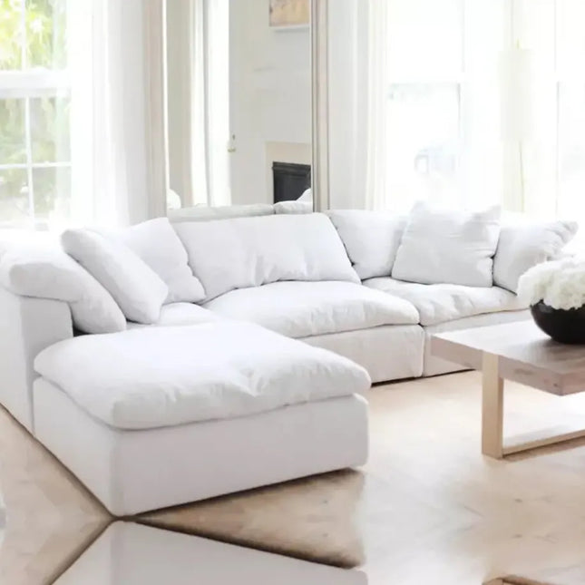 Italian Modern Lounge Suite Sofa Set Living Room White Feather Module
