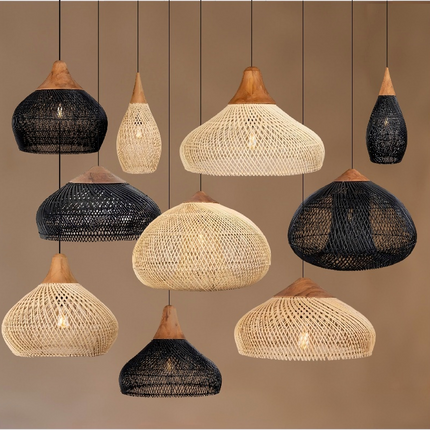 Wabi-sabi Style Homestay Japanese Style Retro Rattan Plaited Articles Pendant Light for Dining Room or Restaurant
