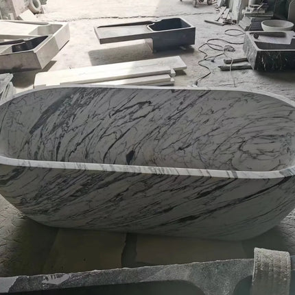 Freestanding White Marble Bathtub Bathroom Natural Stone Bath Tub