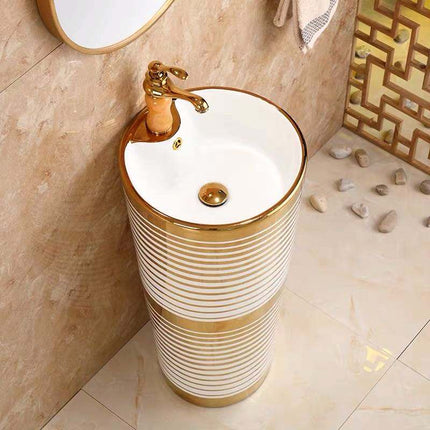 Luxury Sanitary Ware Golden Color Toilet Bowl Wc Ceramic One Piece Toilet Set With Pedestal Basin for Bathroom