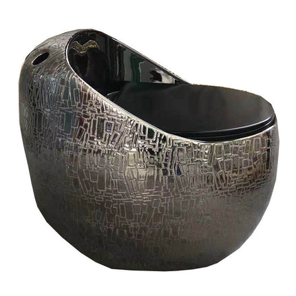 Luxury Style Gold Black Color One Pieces Toilet Ceramic Golden Embossed Commode Modern Bathroom Egg Shaped Toilet