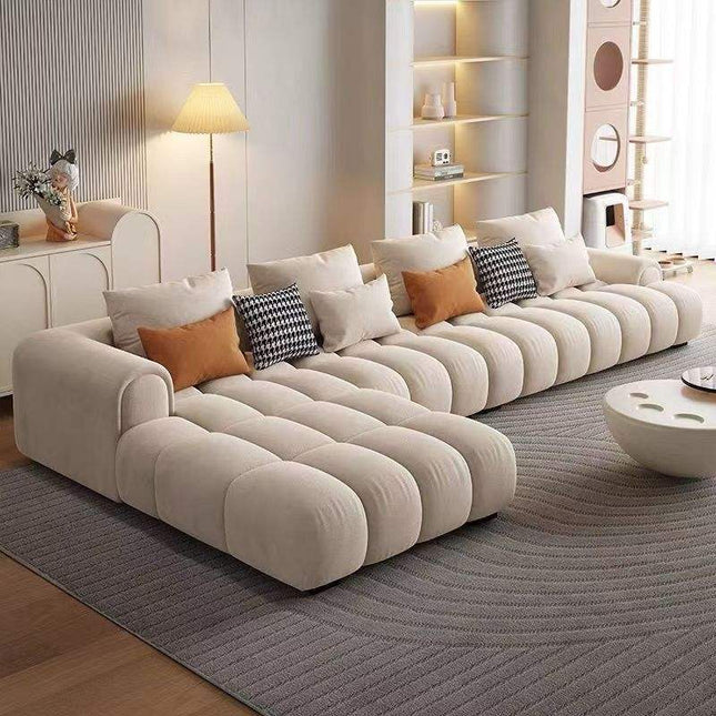 Cream Style Three Seat Sofa Light Luxury Technology Cloth Clouds Living Room Rental House Modern Minimalist Bedroom Sponge