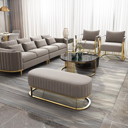 Luxury Living Room Furniture Home Lounge Italian Modern Fabric Velvet Sofa Set Furniture Metal Frame Couch for Villa