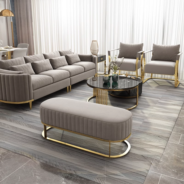 Luxury Living Room Furniture Home Lounge Italian Modern Fabric Velvet Sofa Set Furniture Metal Frame Couch for Villa