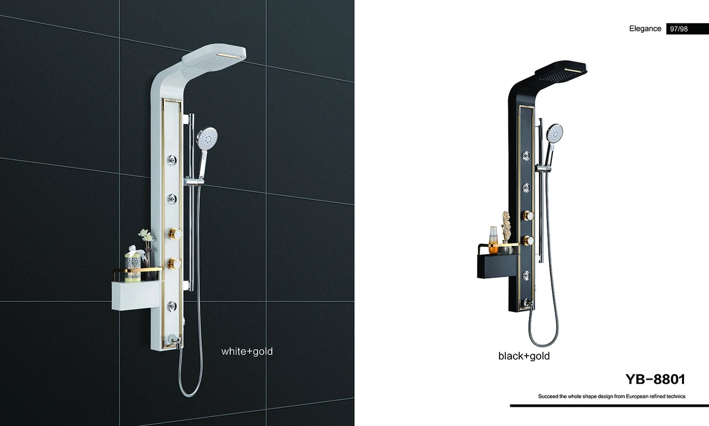 Luxury Modern Style White and Gold Shower Panel