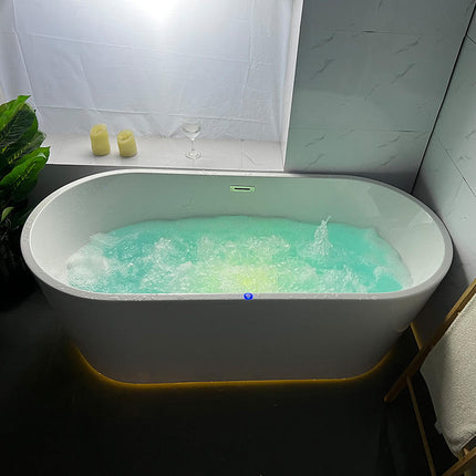 Light Luxury Modern Freestanding Acrylic Bathtub 60 Inch 135cm Soaking Tub with Drainer for Hotel Use