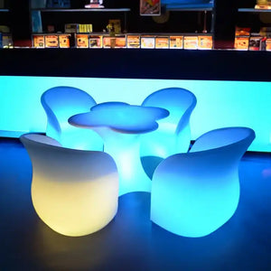LED Illuminated Furniture Set with Tempered Glass Table and Comfortable