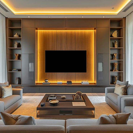 Modern Living Room Designs Cabinets Storage Wood Grain Veneer TV Wall Cabinet Cupboard