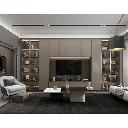 Modern Wooden Solid Wood Luxury High Gloss Custom Color Heat Insulation TV Cabinet for Living Room Hotel Apartment