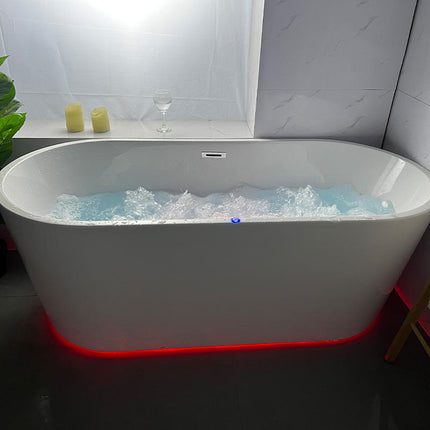 Light Luxury Modern Freestanding Acrylic Bathtub 60 Inch 135cm Soaking Tub with Drainer for Hotel Use