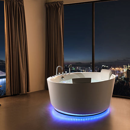 Custom Round Freestanding Whirlpool Massage Bathtub – Luxury White Acrylic Spa Bath Tub