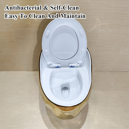 White Ceramic Golden Fram Toilet Dual Flush Extended Integrated Structure Floor Lavatory Toilet Hotel Sanitary Toilet