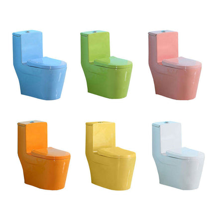 Western Bathroom One-Piece Kids Toilet Commode Yellow Color Elongated Bowl Dual-Flush Floor Mounted Ceramic S-Trap Home Use