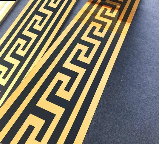 Versace Black and Gold Porcelain Glass tiles 15x60cm Sold per Box