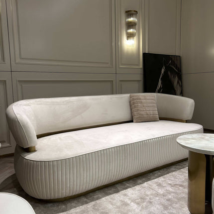 Modern Elegant Villa Living Room Dual Color Cream White Fabric and Grey Fabric Black Modular Sectional Combination Sofa Couch