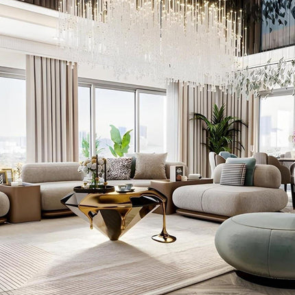 Modern Sitting Room Home Furniture Luxury Design Italian Sectional Sofa Set Furniture Villa Living Room Couches