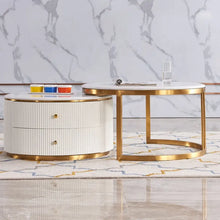 Загрузить изображение в средство просмотра галереи, Contemporary Coffee Table Stainless Steel Legs unit 2-Drawer white wooden custom bedside cabinet modern
