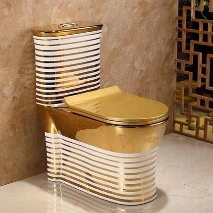 Luxury Sanitary Ware Golden Color Toilet Bowl Wc Ceramic One Piece Toilet Set With Pedestal Basin for Bathroom