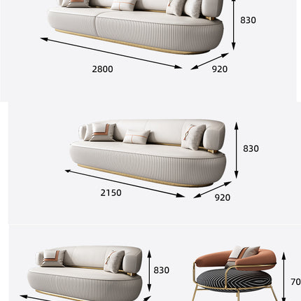 Sofabezug aus Leder mit Armlehnen in Gold-Metall-Optik, modernes Design, 3-Sitzer-Sofa 