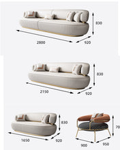 Cargar imagen en el visor de la galería, Gold Metal Style Fabric Leather Sofa Armrest Couch Cover Modern Design 3 Seater Sofa
