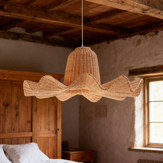 Rattan Flower Ceiling Lamp Modern Home Living Room Kitchen Island Lighting Design Hotel Decorative Lampshade