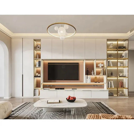 Modern Wooden Solid Wood Luxury High Gloss Custom Color Heat Insulation TV Cabinet for Living Room Hotel Apartment