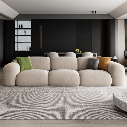 Italian Minimalist Matte Velvet Cat Scratch Fabric Modern Wabi-sabi Style Corner 3-Seat Multi-Seat Straight Sofa Latex