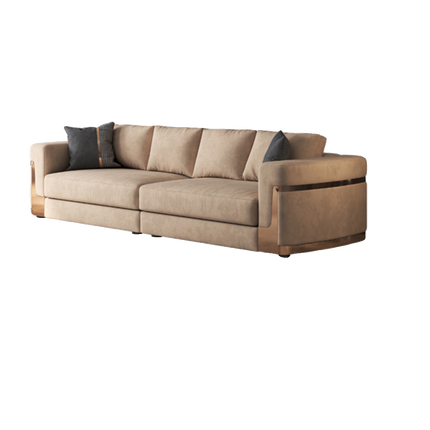 Italian-style Light-luxury Modern Minimalist Genuine Leather Sofa Set Matte Fabric New Style Large Homes Villas Wood Sponge