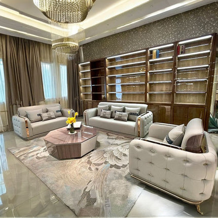 Modern Luxury Living Room Sofa Set New Arrival with PU Leather Cover for Villas Apartments Hotels Living Room Furniture
