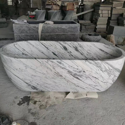 Freestanding White Marble Bathtub Bathroom Natural Stone Bath Tub