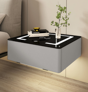 Modern Hanging Wall Cabinet with Intelligent Wireless Charging – Wall-Mounted Bedside Cabinet for Bedroom