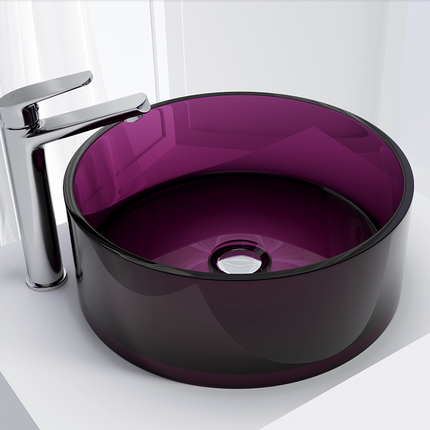 Modern Design Transparent Purple 100% Resin Eco-Friendly Matt/Glossy Finish Hand Wash Basin Counter Top Bathroom Sink 3-Year