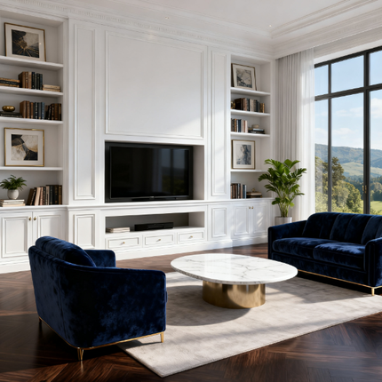 Futuristic Matte PET Integrated TV Cabinet with LED Lighting for Ultra-Modern Living Room Renovation Projects