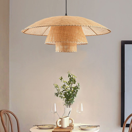 Nordic Industrial Paper Rope Pendant Light Retro Hand Made Cylinder Shade Hanging Lamp for Living Room Bedroom Loft Coffee Shop