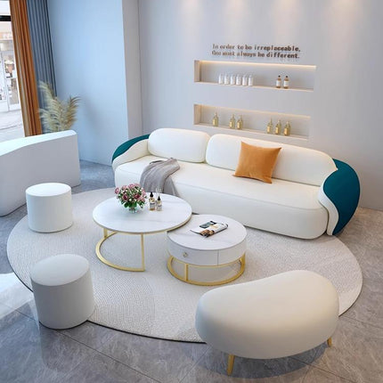 Modern Two Tone Upholstered Sofa Set With Accent Armchairs And Round Coffee Tables For Living Room Furniture