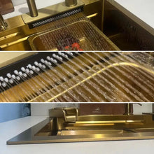 Lade das Bild in den Galerie-Viewer, Stainless Steel Sink Gold Waterfall Faucet Single Bowl Kitchen Sinks Basin
