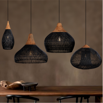 Wabi-sabi Style Homestay Japanese Style Retro Rattan Plaited Articles Pendant Light for Dining Room or Restaurant
