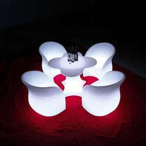 LED Illuminated Furniture Set with Tempered Glass Table and Comfortable