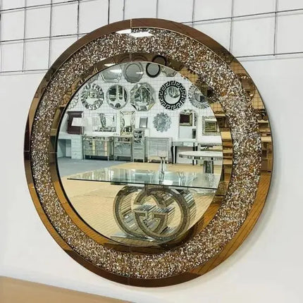 Minimalist Style round Wood Hanging Cosmetic Mirror Simple Modern Design for Living Room Decor