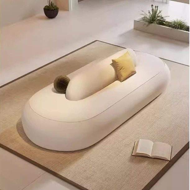 Nordic Minimalist Sofa, Cream-colored Style, Dual-sided Sofa Suitable for Club Lobbies, Lounges, and Reception Areas.