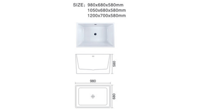 Hot Selling White Acrylic Freestanding Bath Tub Modern Square Solid Surface Design Portable for Soaking Economically Priced