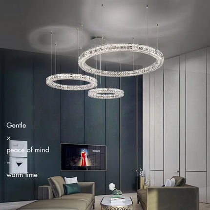 40,50,80cm Set Chandlers Lights Modern Golden Rings Chandelier Lighting Decorative Acrylic Modern Pendant Light
