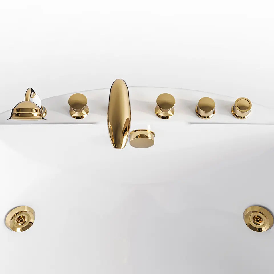 Round Stone Bathtub Solid Surface Freestanding Massage SPA Bathtub