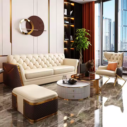Light Luxury Leather Sofa Modern Living Room Design Chesterfield Sofa Set Furniture for Home Hotel Office