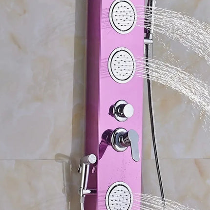 Stainless Steel Pink Shower Panel with Shower System