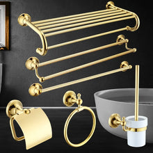 Load image into Gallery viewer, Antique Brass Gold Bathroom Accessories Set
